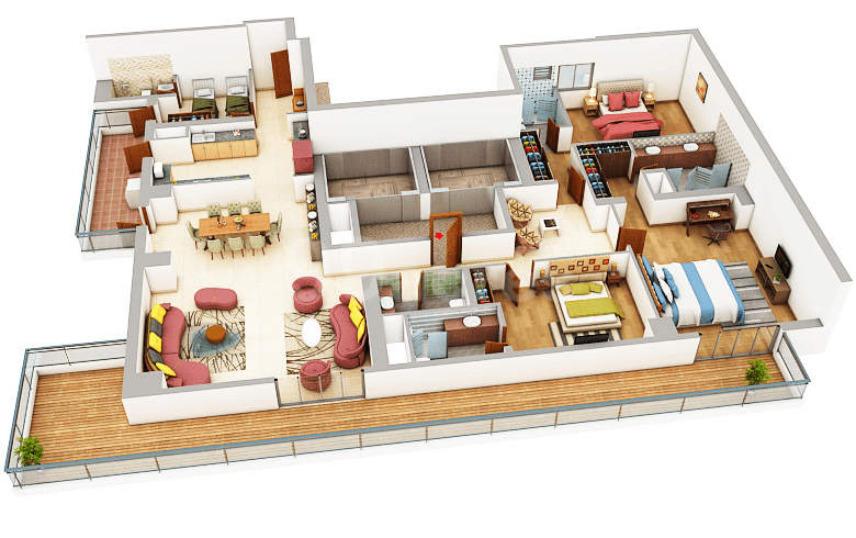 3 BHK apartment of Trump Tower 2