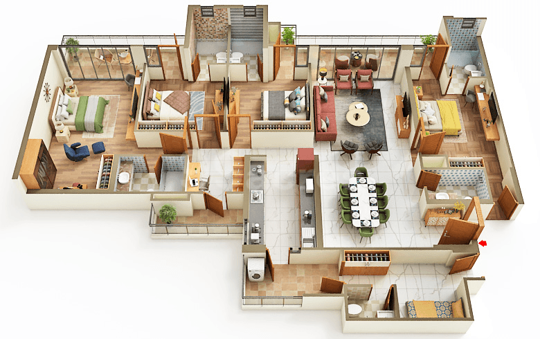 3.5 BHK + 3T + S apartment