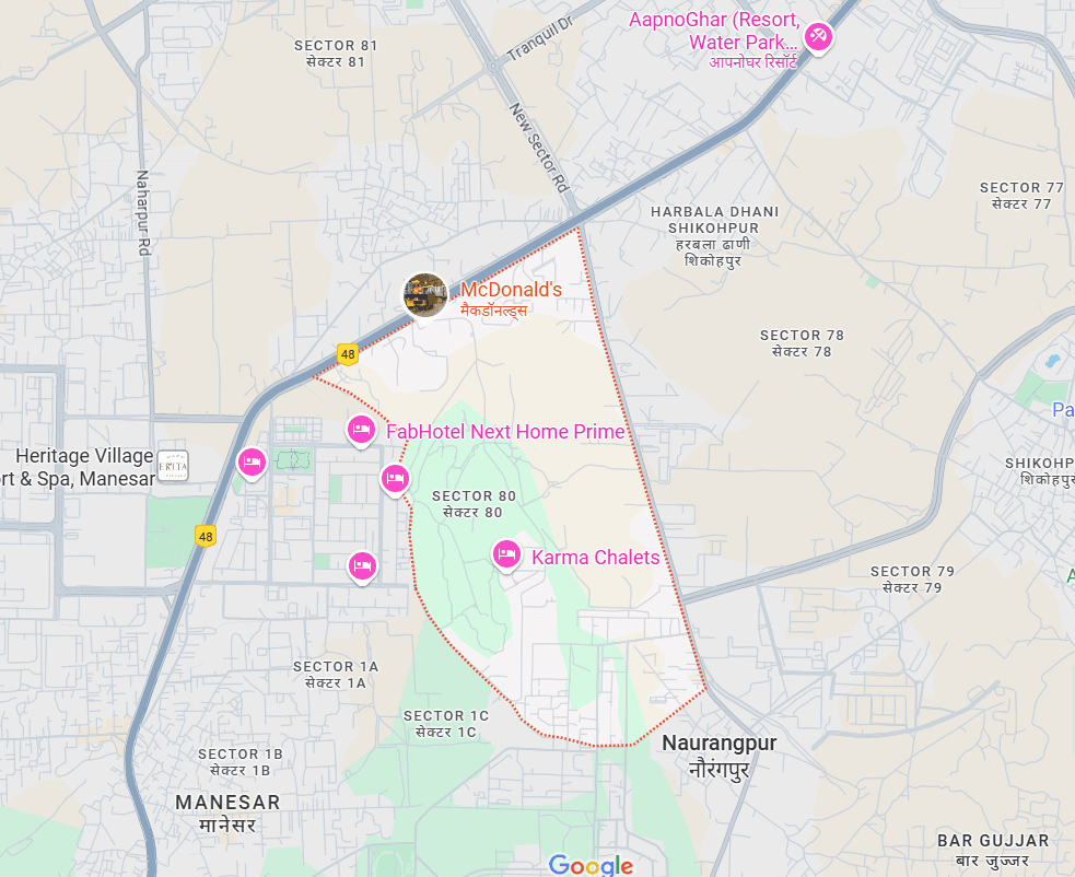 Map of Sector 80 Gurgaon